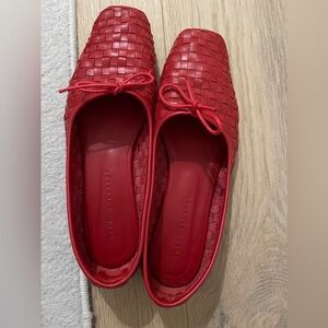 Jada Square Toe Ballet Flat in Red